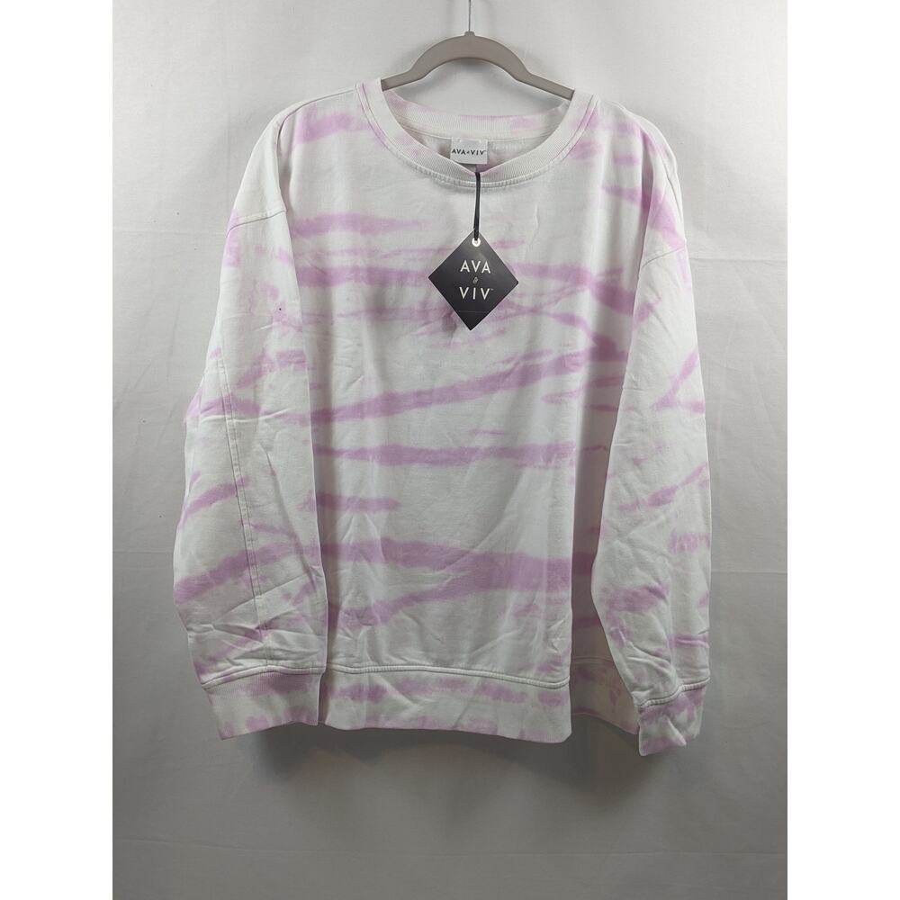 Ava &‎ Viv Fleece Sweatshirt X Plus Pink Crew Drop Shoulders Relaxed Lounge Top